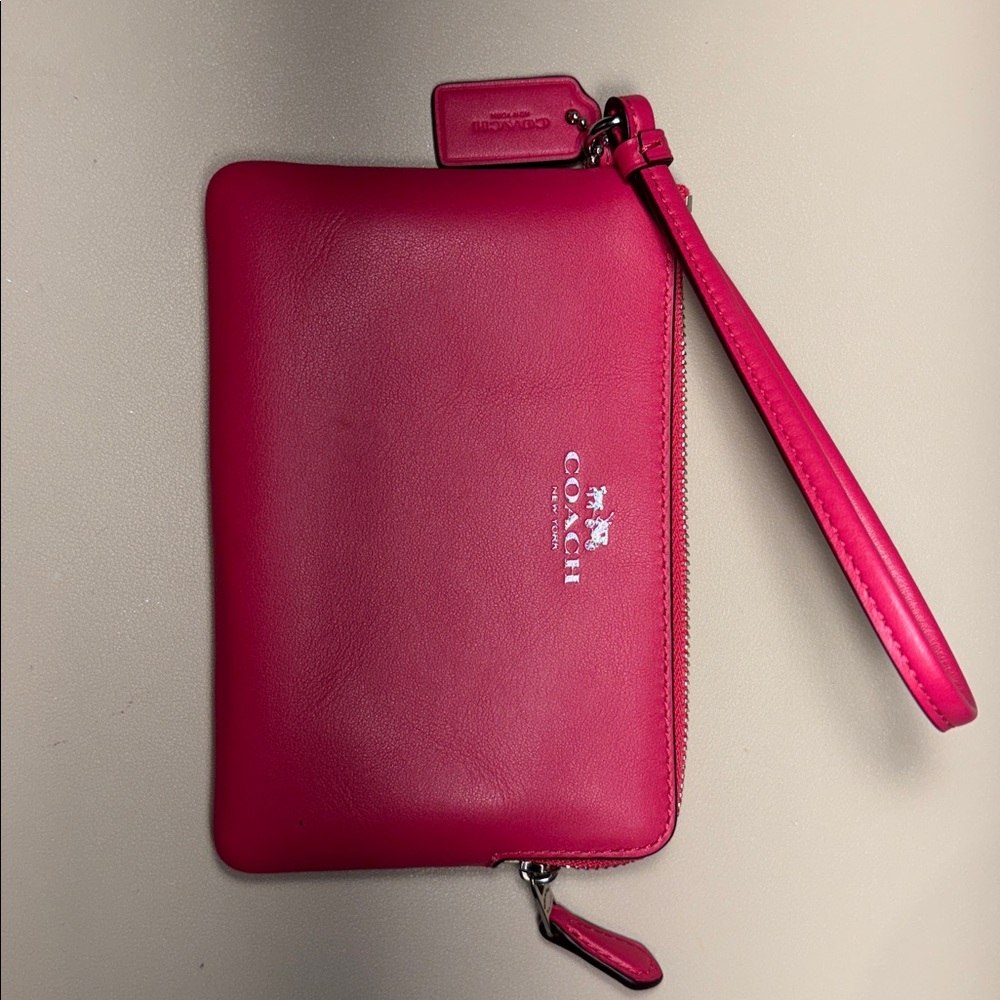 Coach Fuchsia Leather Wristlet